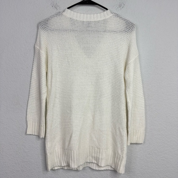 Neiman Marcus Sweater Women S Ivory Open Knit Pullover Coastal Preppy Minimalist - Picture 2 of 6